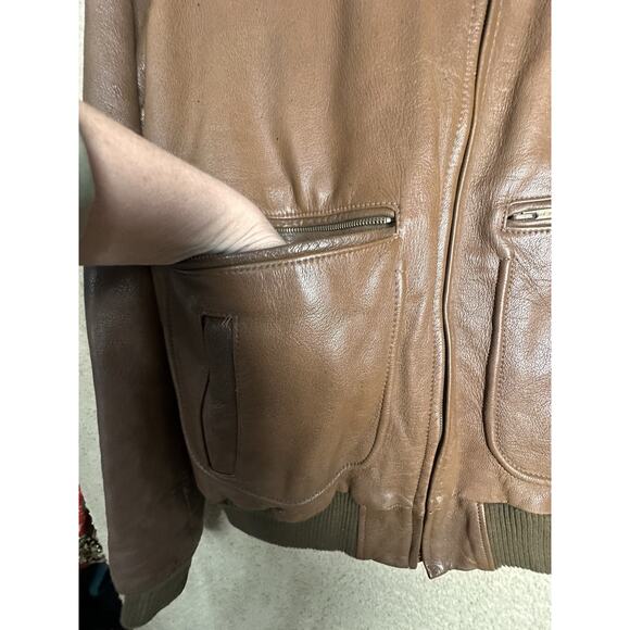 Adam Spencer Vtg Leather A2 Bomber Jacket Distressed Quilted Lining Men's Sz 42 - Picture 8 of 16